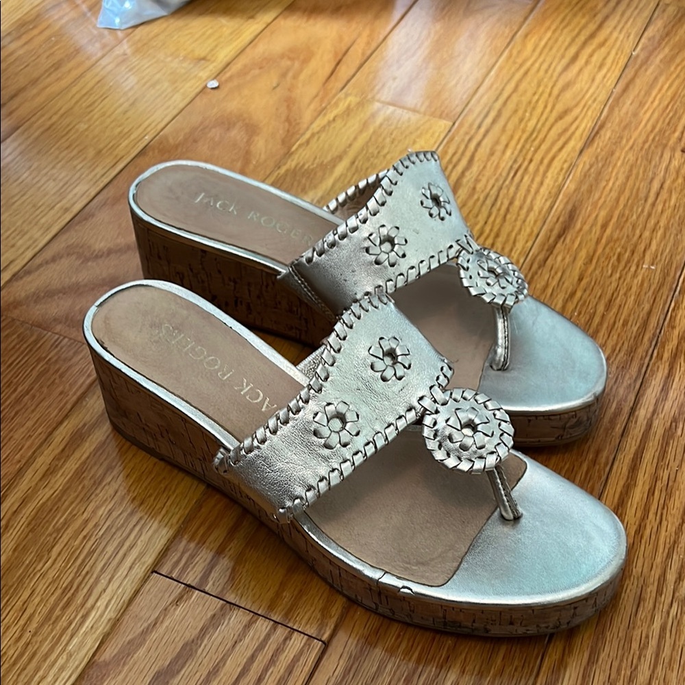 Jack Rogers Women's Silver Wedge Sandals
